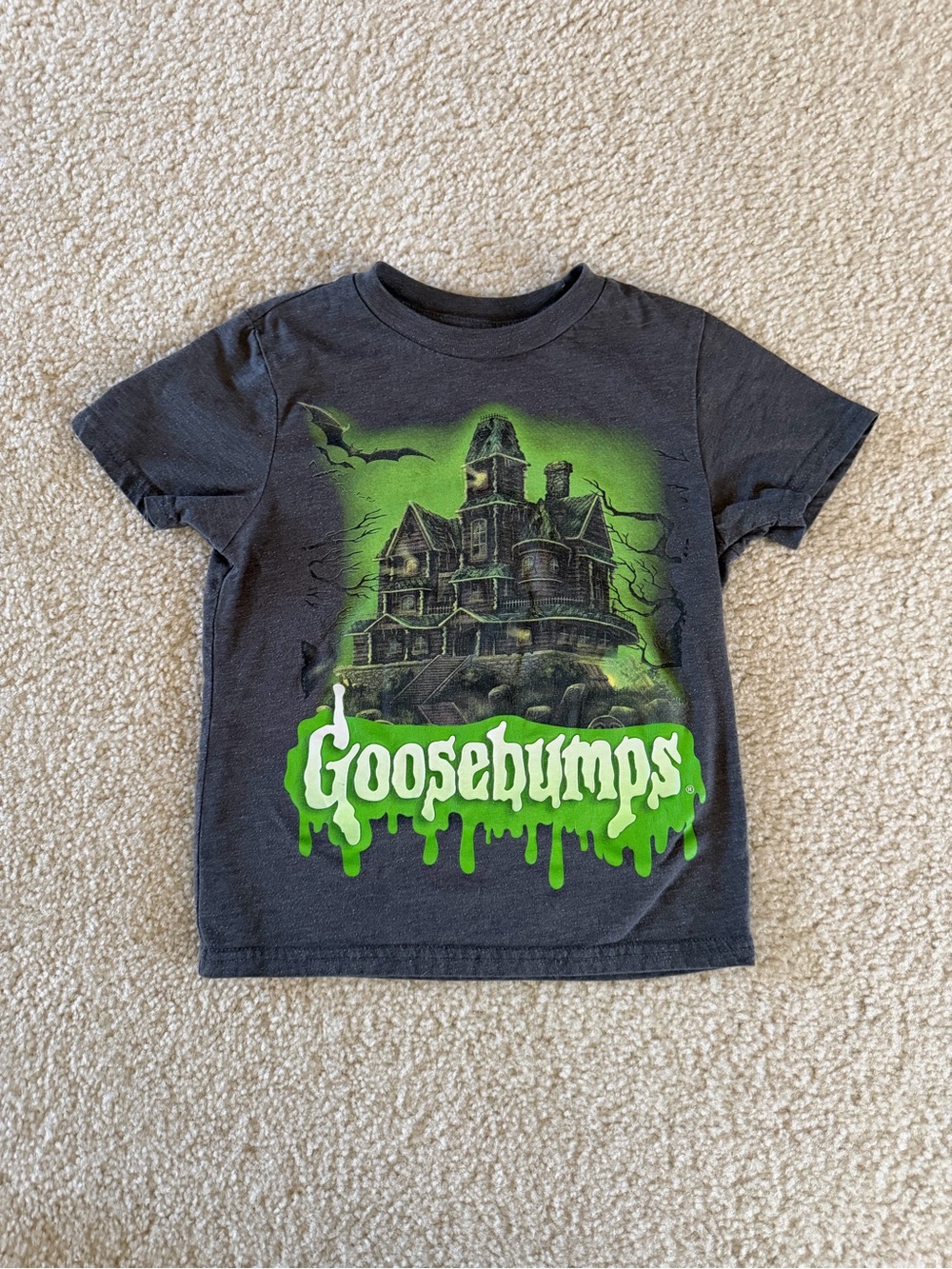 Goosebumps Graphic Tee in Black and Neon Green